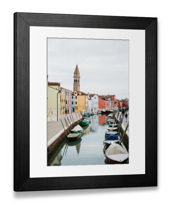 Framed Print : A view down one of Buranos many canals, Italy