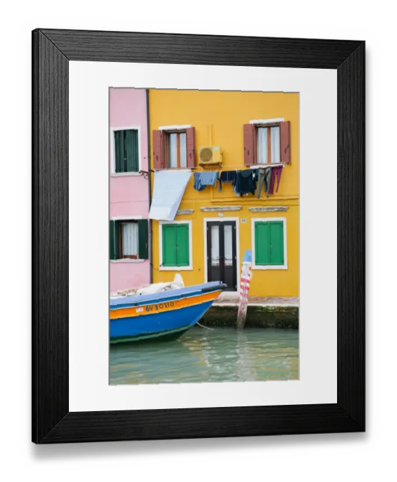 Framed Print : Brightly painted home on the island of Burano, Italy Framed Print : Brightly painted home on the island of Burano, Italy