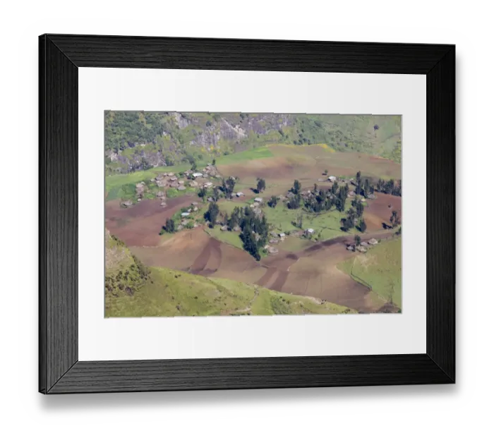 Framed Print : Village and cultivated fields in Simien Mountains Framed Print : Village and cultivated fields in Simien Mountains