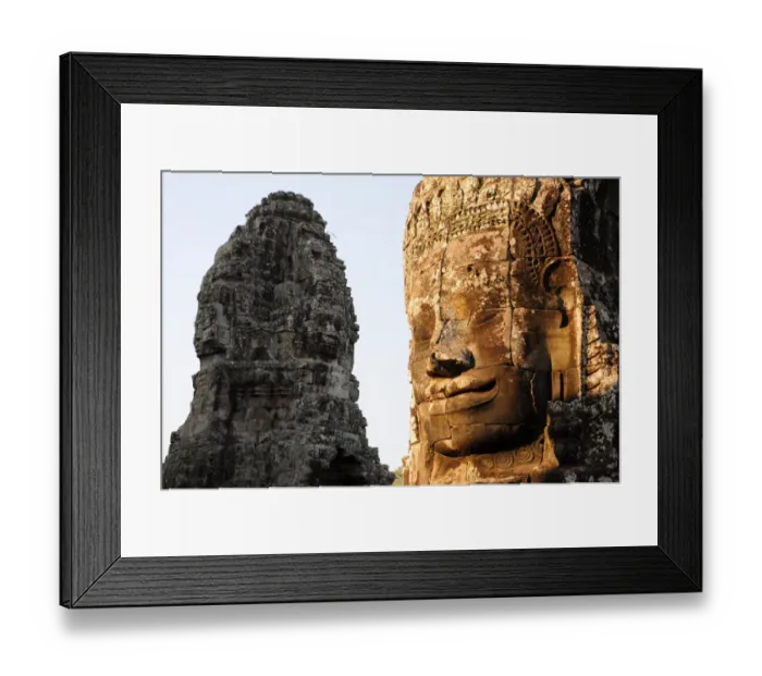 Framed Print : Stone Face Towers of The Bayon, Angkor Thom