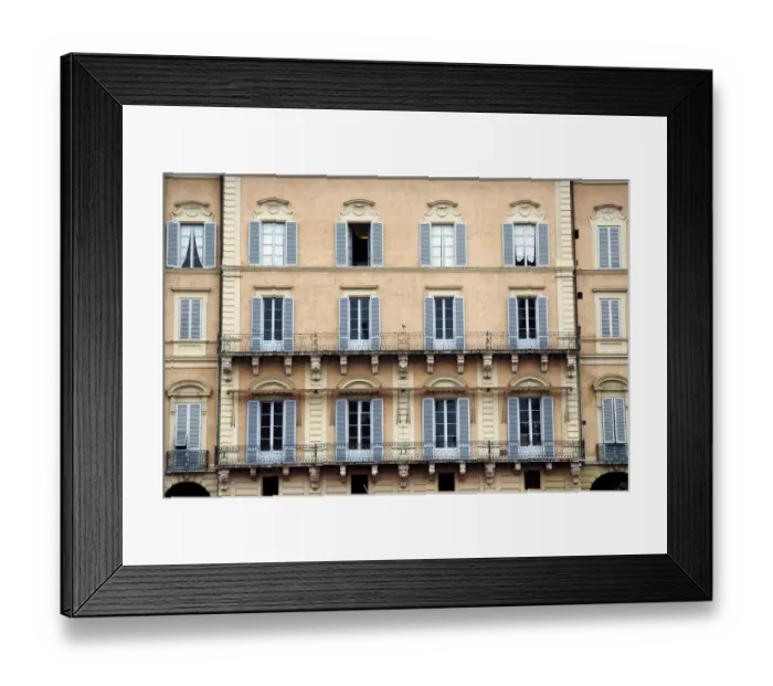 Framed Print : Colorful windows with shutters in Siena, Italy Framed Print : Colorful windows with shutters in Siena, Italy