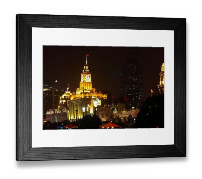 Framed Print : Shanghai Bund European-style buildings clock tower of night scene Framed Print : Shanghai Bund European-style buildings clock tower of night scene