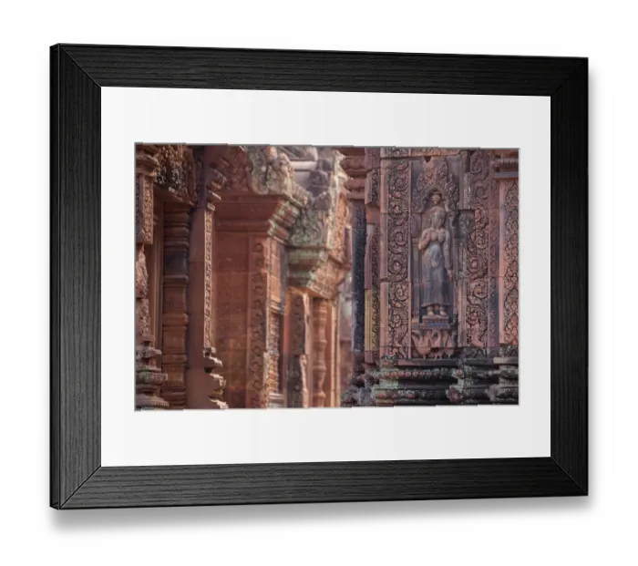 Framed Print : Banteay Srei and Beautiful Carving Details