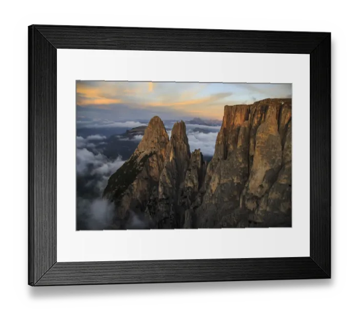 Framed Print : Santner peak at sunset Siusi Alp Italy Framed Print : Santner peak at sunset Siusi Alp Italy