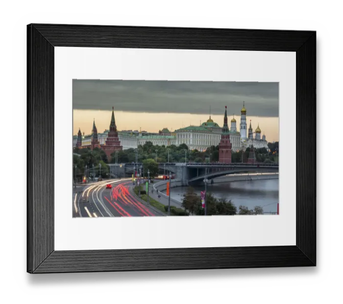 Framed Print : The Kremlin complex at night in Moscow, Russia