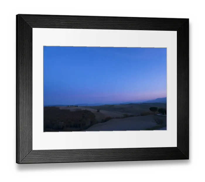Framed Print : Vitaleta chapel in the landscape of Val d Orcia after sunset