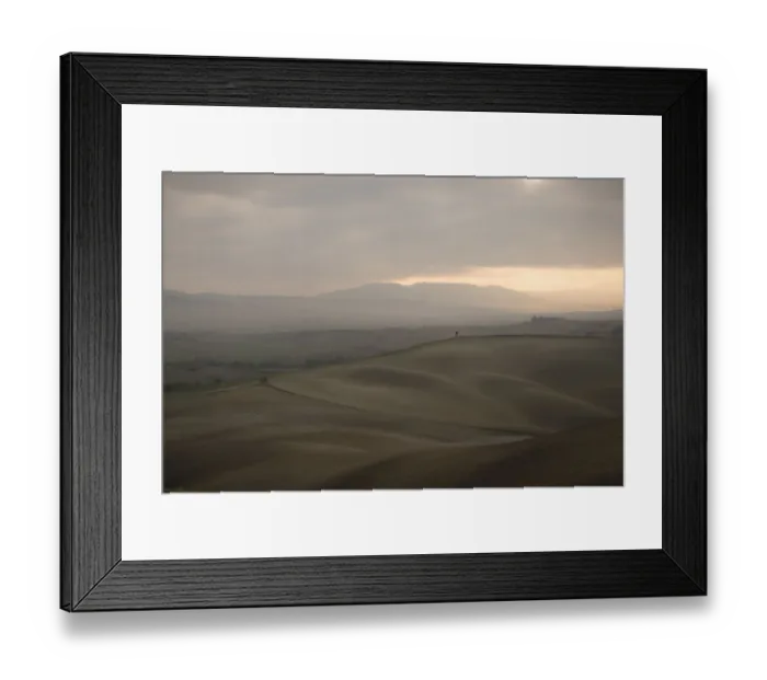 Framed Print : Rolling hills landscape of Val d Orcia during morning haze Framed Print : Rolling hills landscape of Val d Orcia during morning haze