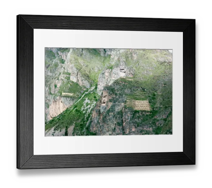Framed Print : View Pinkuylluna (also Pinkulluna) ruins on the mountain with the same name, Ollantaytambo, Peru