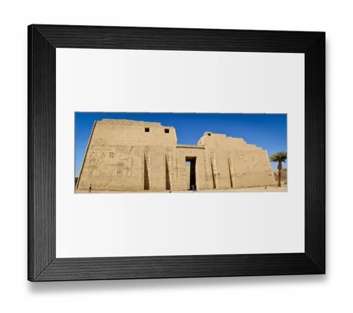 Framed Print : Front view of The Temple of Medinat Habu with blue skies Framed Print : Front view of The Temple of Medinat Habu with blue skies
