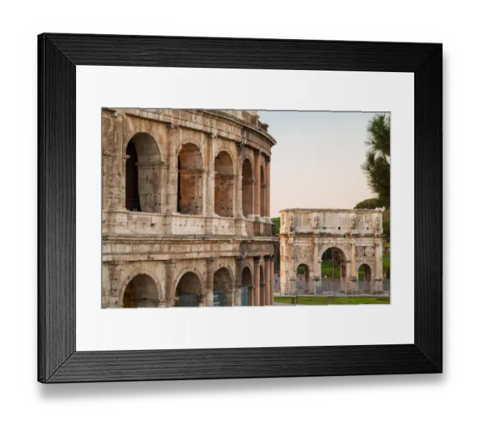 Framed Print : The Arch of Constantine and Colosseum at sunrise in Rome, Italy Framed Print : The Arch of Constantine and Colosseum at sunrise in Rome, Italy