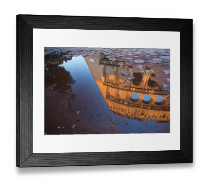 Framed Print : The Colosseum reflected in a puddle at sunrise in Rome, Italy Framed Print : The Colosseum reflected in a puddle at sunrise in Rome, Italy
