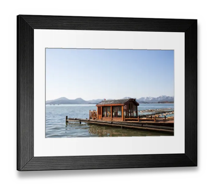 Framed Print : Ships docked on the West Lake, Hangzhou, Zhejiang, China Framed Print : Ships docked on the West Lake, Hangzhou, Zhejiang, China