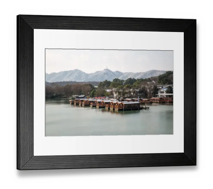 Framed Print : Boats at port in dock of Maojiabu village, the West Lake, Hangzhou Framed Print : Boats at port in dock of Maojiabu village, the West Lake, Hangzhou