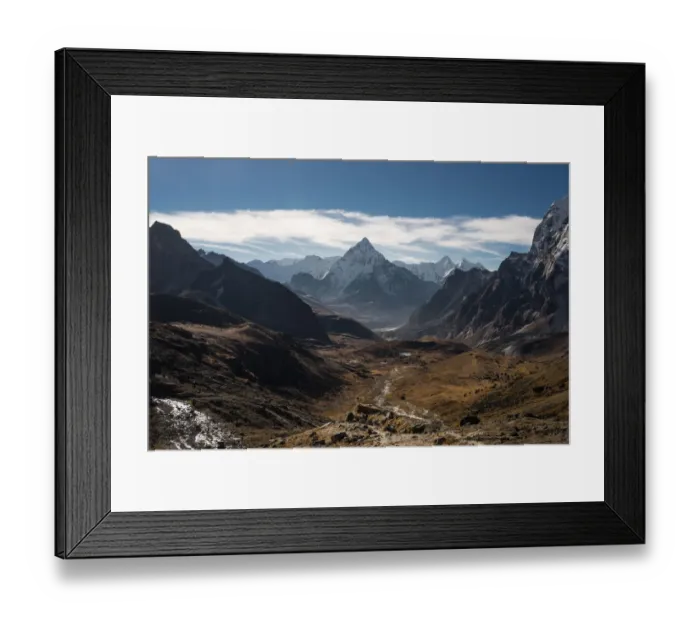 Framed Print : Ama Dablam mountain peak from Chola pass, Everest region
