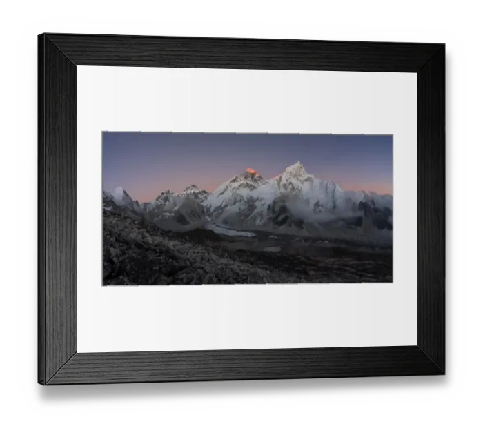 Framed Print : Panoramic view of Everest, Nuptse mountain peak from Kala Pattar, Everest region Framed Print : Panoramic view of Everest, Nuptse mountain peak from Kala Pattar, Everest region