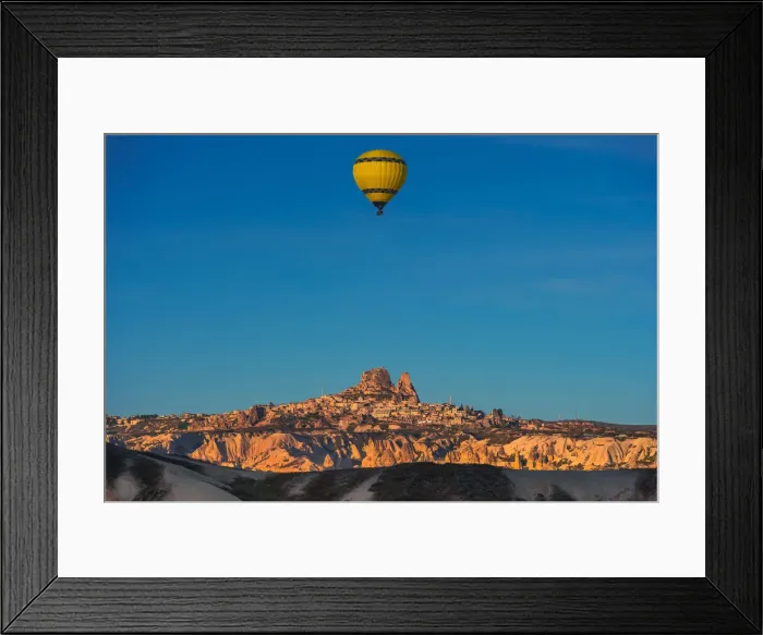 Framed Print : Hot air balloon over cappadocia rock landscape Framed Print : Hot air balloon over cappadocia rock landscape