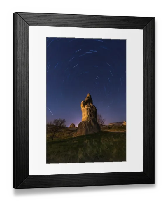 Framed Print : Startrail over Chimney rock