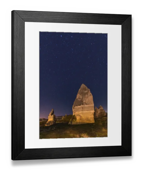 Framed Print : Chimney rocks of Goreme at night with stars Framed Print : Chimney rocks of Goreme at night with stars