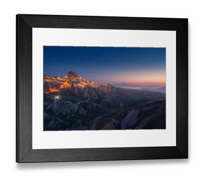 Framed Print : Uchisar castle with morning twilight Framed Print : Uchisar castle with morning twilight