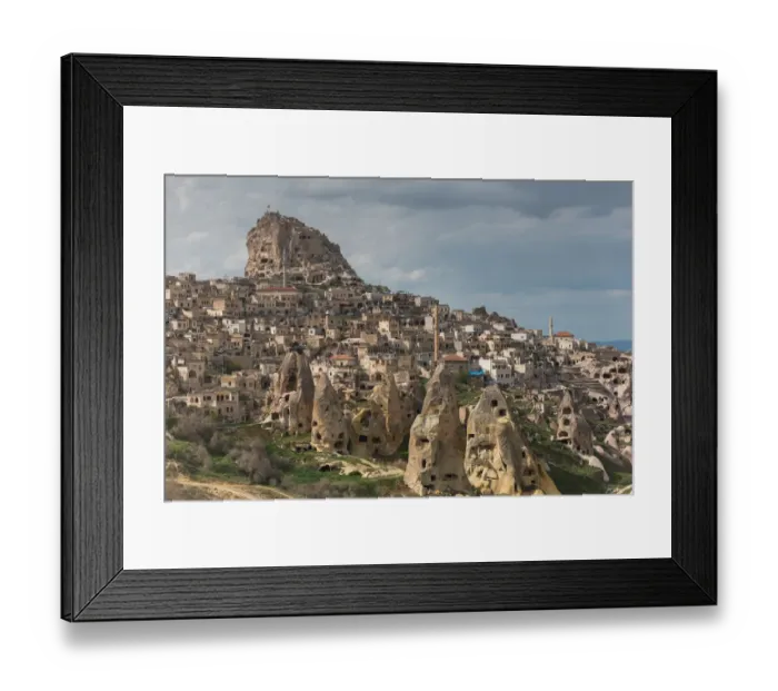 Framed Print : Uchisar castle with rock foreground Framed Print : Uchisar castle with rock foreground