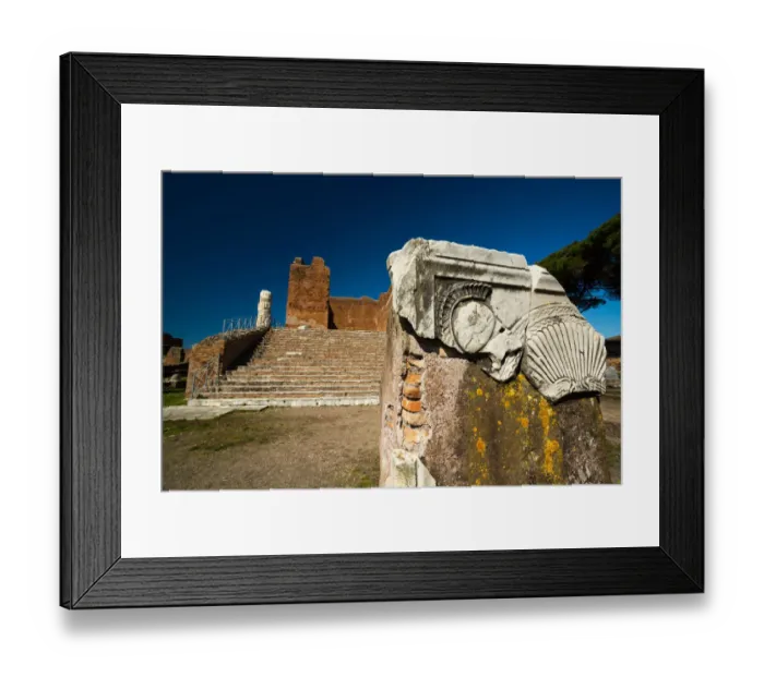 Framed Print : The Forum in the ruins of the Ancient Roman harbour city of Ostia Antica in Rome, Italy Framed Print : The Forum in the ruins of the Ancient Roman harbour city of Ostia Antica in Rome, Italy