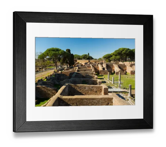 Framed Print : A viewpoint over the ruins of the Ancient Roman harbour city of Ostia Antica in Rome, Italy Framed Print : A viewpoint over the ruins of the Ancient Roman harbour city of Ostia Antica in Rome, Italy