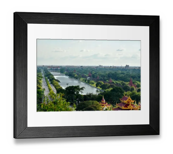Framed Print : Mandalay. Landscape at Mandalay city, royal palace with stave and fortification, taken