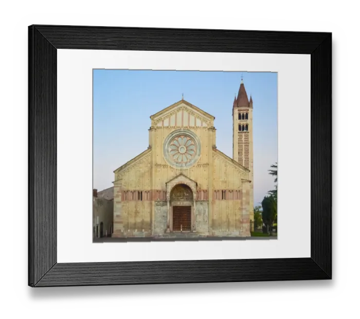 Framed Print : Romanesque basilica of San Zeno facade at dusk, Verona, Italy Framed Print : Romanesque basilica of San Zeno facade at dusk, Verona, Italy