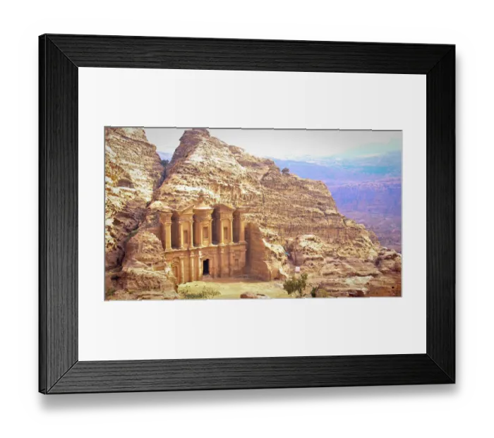 Framed Print : Petra Monastery and Petra valley panoramic view Framed Print : Petra Monastery and Petra valley panoramic view