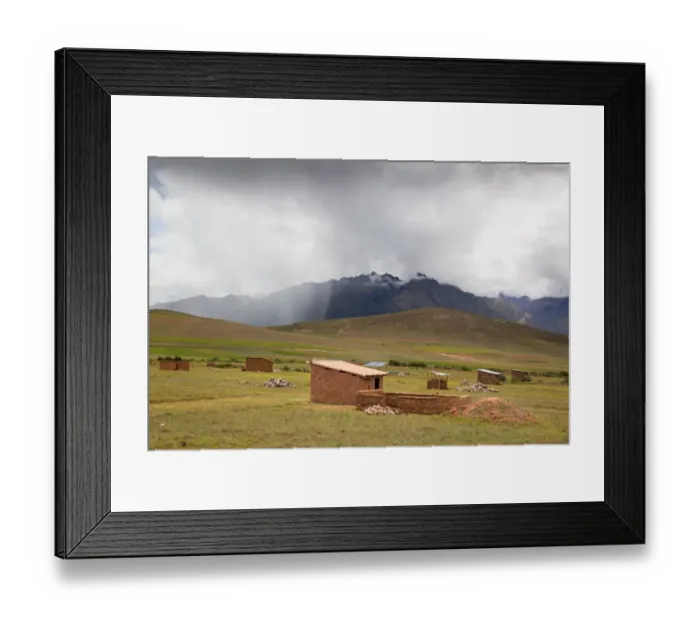 Framed Print : New houses in the valley of Cusco, Moray Framed Print : New houses in the valley of Cusco, Moray