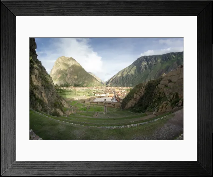 Framed Print : Archaeological ruins of Ollantaytambo and city Framed Print : Archaeological ruins of Ollantaytambo and city