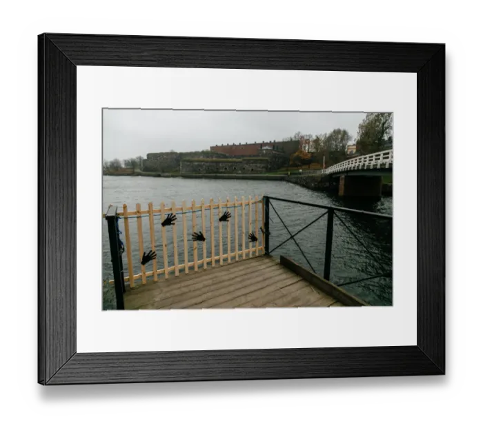 Framed Print : View on a bridge connecting Susisaari and Iso-Mustasaari islands in Suomenlinna, Finland
