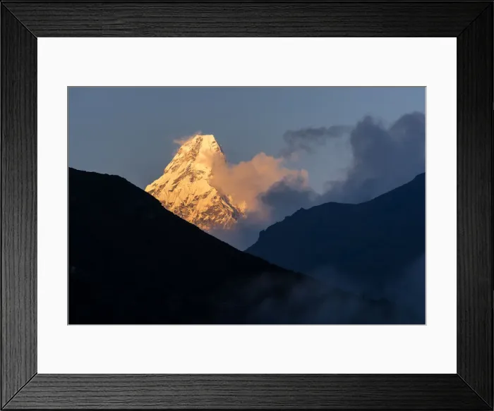 Framed Print : Sunset at Ama Dablam mountain peak, Everest region Framed Print : Sunset at Ama Dablam mountain peak, Everest region