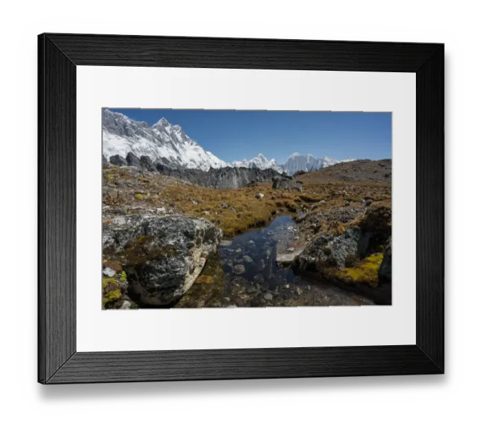 Framed Print : Lhotse and Makalu mountain peak view from Kongma la pass, Everest region Framed Print : Lhotse and Makalu mountain peak view from Kongma la pass, Everest region