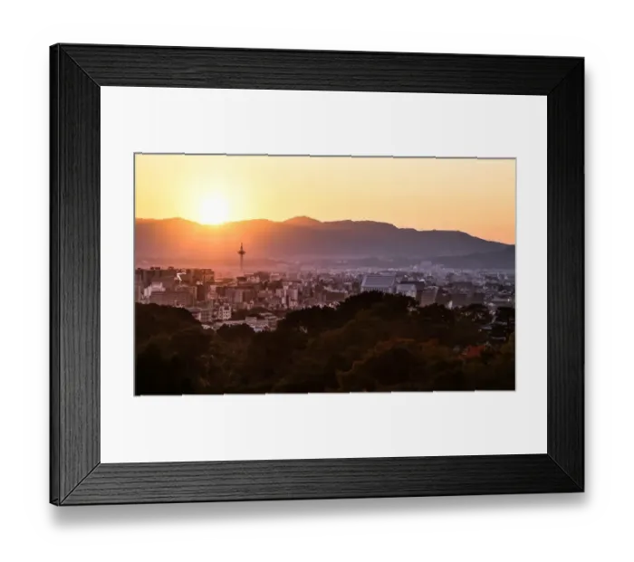 Framed Print : Sunset at Kyoto tower from Kiyomizu-dera Temple in Kyoto, Japan Framed Print : Sunset at Kyoto tower from Kiyomizu-dera Temple in Kyoto, Japan