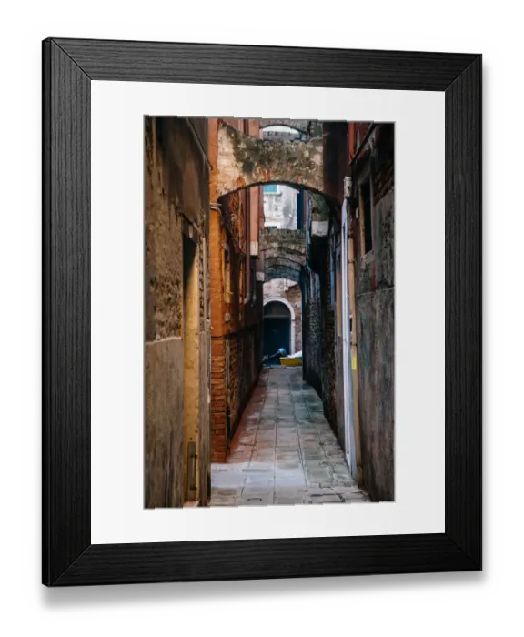 Framed Print : Narrow Old town street in Venice at the morning Framed Print : Narrow Old town street in Venice at the morning