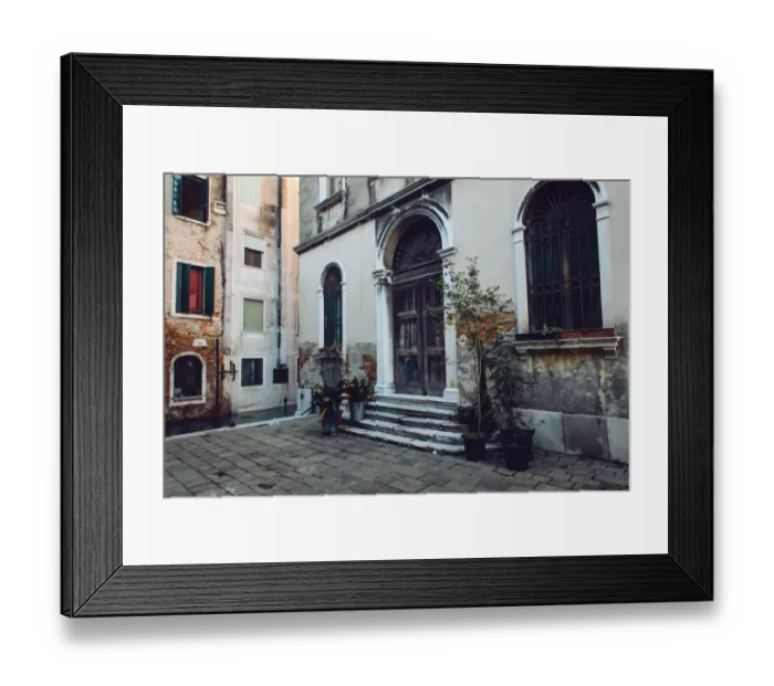 Framed Print : Old town street in San Marco quarter of Venice at the morning Framed Print : Old town street in San Marco quarter of Venice at the morning