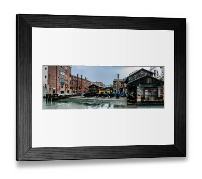 Framed Print : Panoramic view of Squero di San Trovaso boatyard in Venice
