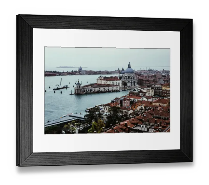Framed Print : High-angle view on Venice cityscape with Basilica di Santa Maria della Salute during the rain Framed Print : High-angle view on Venice cityscape with Basilica di Santa Maria della Salute during the rain