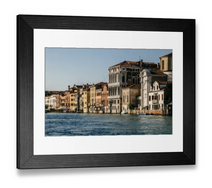 Framed Print : Canareggio quarter townhouses by the Grand Canal in Venice