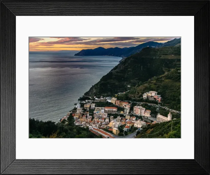 Framed Print : High-angle view on Riomaggiore village in Cinque Terre National Park, Liguria, Italy Framed Print : High-angle view on Riomaggiore village in Cinque Terre National Park, Liguria, Italy