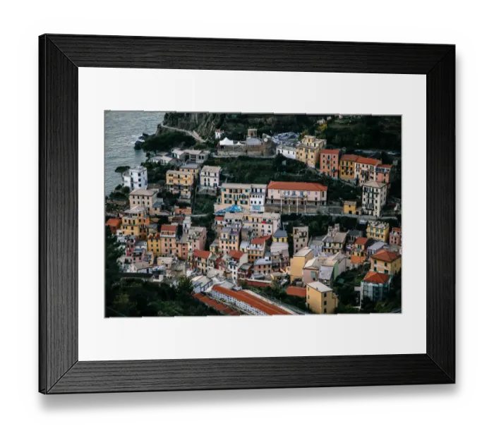 Framed Print : High-angle view on Riomaggiore village in Cinque Terre National Park, Liguria, Italy Framed Print : High-angle view on Riomaggiore village in Cinque Terre National Park, Liguria, Italy