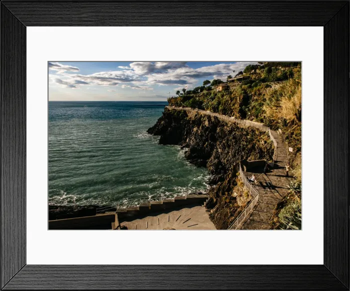 Framed Print : Ligurian sea coastline as seen from Manarola village in Cinque Terre National Park, Liguria, Italy Framed Print : Ligurian sea coastline as seen from Manarola village in Cinque Terre National Park, Liguria, Italy
