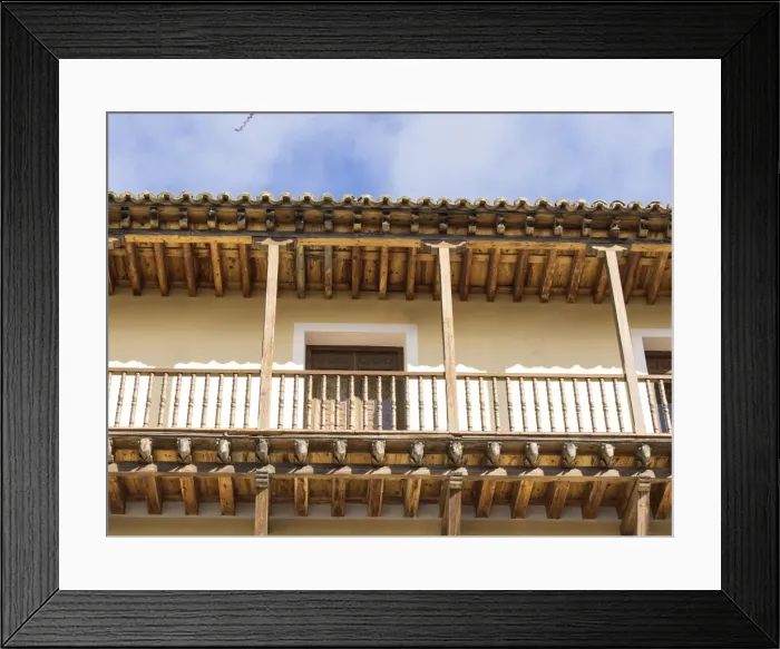 Framed Print : Ancient balcony of wood restored in the city of Cuenca Framed Print : Ancient balcony of wood restored in the city of Cuenca