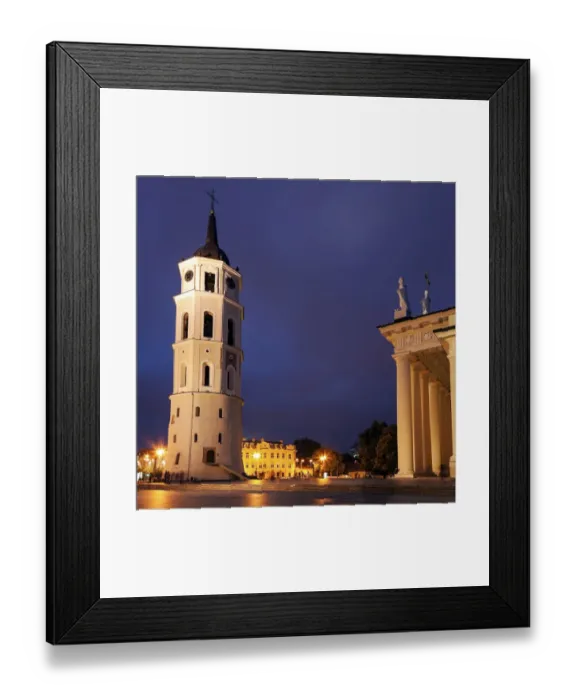 Framed Print : Vilnius Cathedral Basilica at evening