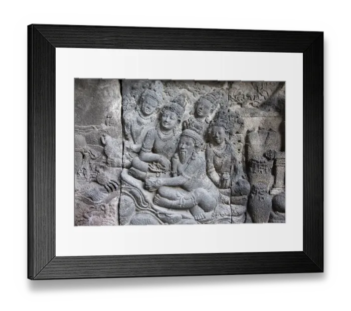 Framed Print : Detail of sculptural decorations, Prambanan temple compound, Java, Indonesia Framed Print : Detail of sculptural decorations, Prambanan temple compound, Java, Indonesia