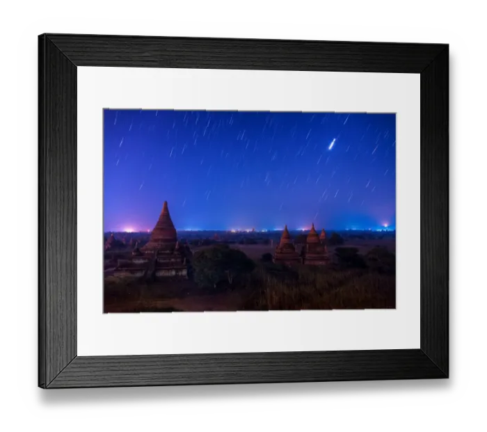 Framed Print : Star trails over the old Bagan pagodas at dawn Framed Print : Star trails over the old Bagan pagodas at dawn