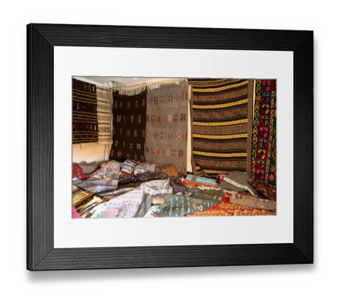 Framed Print : GhardaAOa. Traditional carpets on display in the Souq of GhardaAOa, Algeria Framed Print : GhardaAOa. Traditional carpets on display in the Souq of GhardaAOa, Algeria