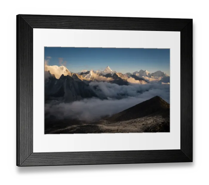 Framed Print : Ama Dablam mountain peak with sea of mist, Everest region Framed Print : Ama Dablam mountain peak with sea of mist, Everest region