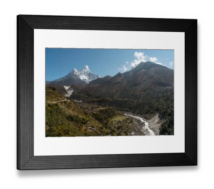 Framed Print : Pangboche village and Ama Dablam mountain peak, Everest region Framed Print : Pangboche village and Ama Dablam mountain peak, Everest region